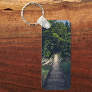 Simple suspension bridge river Idrijca, Slovenia Keychain