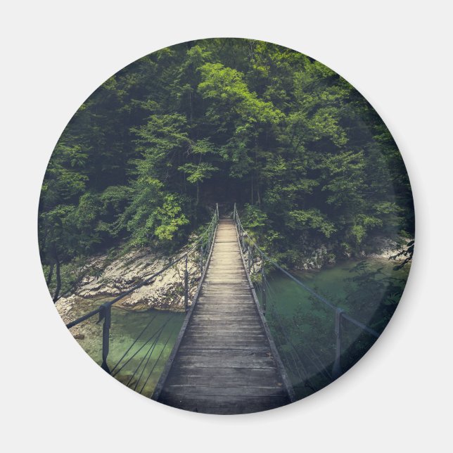 Simple suspension bridge river Idrijca, Slovenia Magnet (Front)