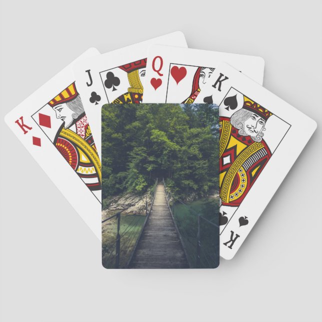 Simple suspension bridge river Idrijca, Slovenia Playing Cards (Back)