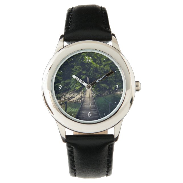 Simple suspension bridge river Idrijca, Slovenia Watch (Front)