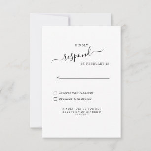 Simple Swash White Wedding RSVP Card