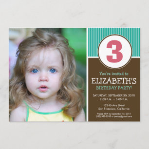 Simple & Sweet Chocolate/Aqua Birthday Invite