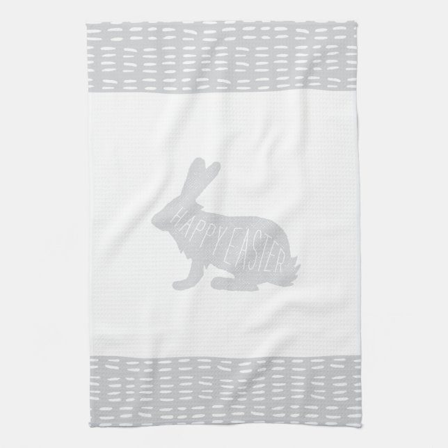 Simple, Sweet Grey Easter Bunny Rabbit Kitchen Kitchen Towel (Vertical)