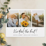 Simple Sweet Multi Photo Collage Elopement Wedding Announcement<br><div class="desc">This simply sweet multi photo collage wedding elopement announcement card template features your three favourite photos with 'We tied the knot!' in black and your names, wedding date and wedding locale below. The default card shape is rounded corners, but standard sharp corners also work well with this design, so try...</div>