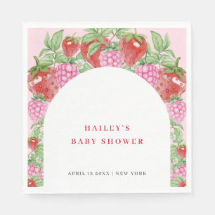 Simple Sweet Strawberry Arch Baby Shower Napkin