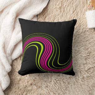 Simple Swirl in Lime Green, Hot Pink and Black Throw Pillow