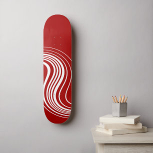 Simple Swirl in Red and White Skateboard