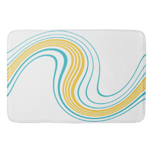 Simple Swirl - Turquoise and Yellow Bath Mat