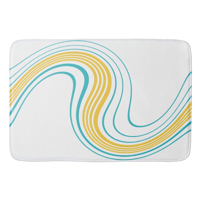 Simple Swirl - Turquoise and Yellow Bath Mat (Front)