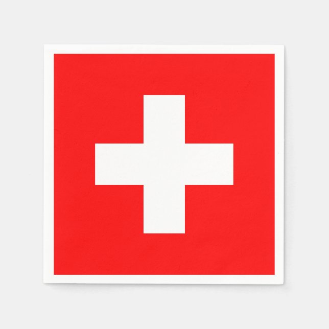 Simple Swiss Flag Red and White Patriotic Napkin (Front)