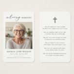 Simple Sympathy Funeral Memorial Prayer Photo Card<br><div class="desc">Offer solace and comfort to those in mourning with our Elegant Photo Sympathy Funeral Memorial Prayer Card. This prayer card is a heartfelt way to remember and honour a loved one who has passed away. The elegant design features a customizable photo, allowing you to personalize the card and create a...</div>