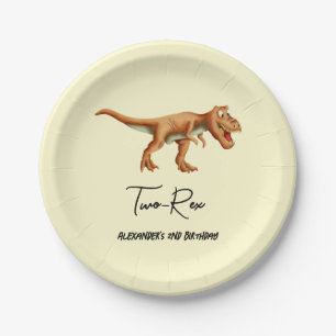 Simple T Rex Dinosaur Birthday Party Paper Plate