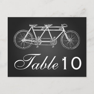 Simple Table Number Tandem Bike Black Postcard