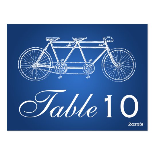 Simple Table Number Tandem Bike Blue Postcard