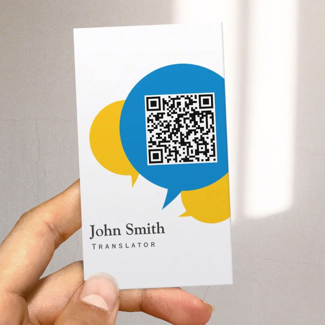 Simple Talk Bubbles Translator QR Code Business Card (Creator Uploaded)
