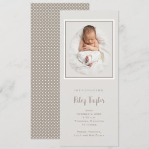Simple Tall Baby Photo Birth Announcement