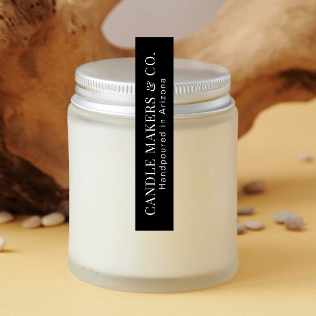 Simple Tamper Proof Mince Candle Jar Étiquette noi (Simple tamper proof stickers in black and white with fully editable text & colors)