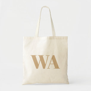 Simple Tan Two Letter Monogram Initials Tote Bag