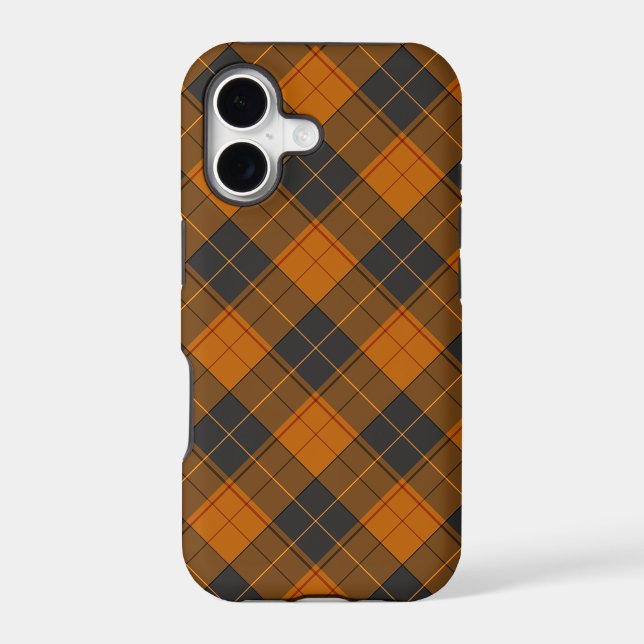 Simple tartan diagonal pattern in dark orange (Back)
