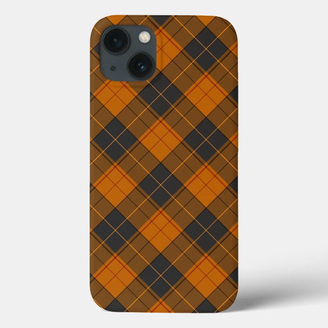 Simple tartan diagonal pattern in dark orange Case-Mate iPhone case (Back)
