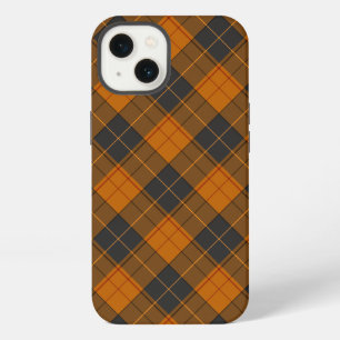 Simple tartan diagonal pattern in dark orange iPhone 13 case