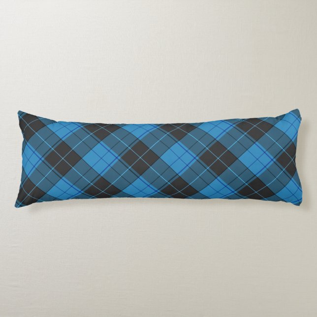 Simple Tartan Pattern in Dark Blue Body Pillow (Front)