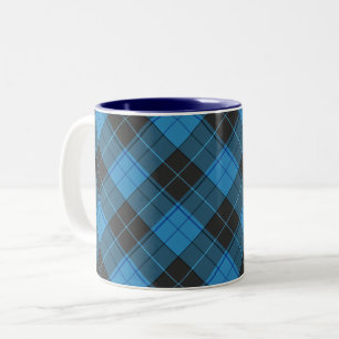 Simple tartan pattern in dark blue Two-Tone coffee mug