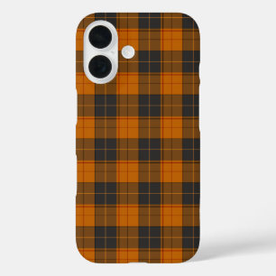 Simple tartan pattern in dark orange iPhone 16 case