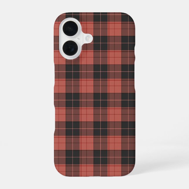 Simple tartan pattern in red iPhone 16 case (Back)