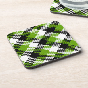 Simple Tartan Plaids Neon Green Coaster