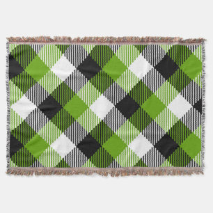 Simple Tartan Plaids Neon Green  Throw Blanket