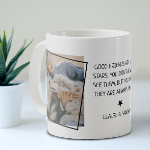 Simple tasse de café avec 2 photos et citation Ami