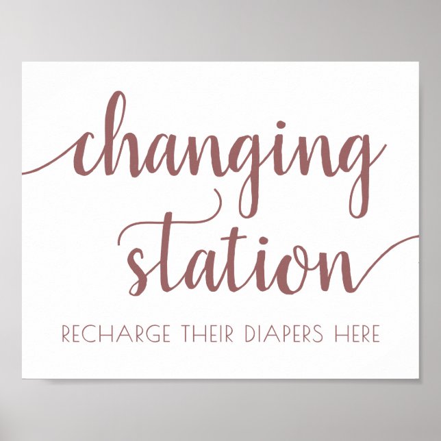 Simple Taupe Changing Station | Desert Rose Event Poster (Front)