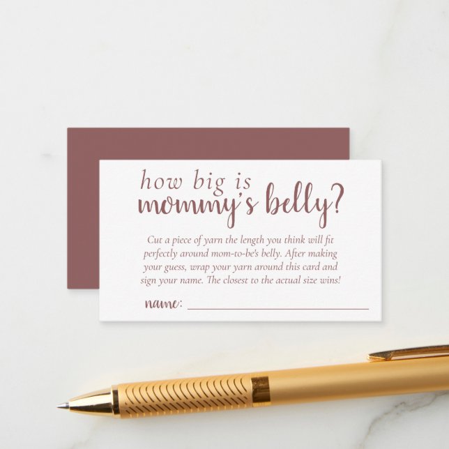 Simple Taupe Game | Dessert Rose Mommys Belly Enclosure Card (Front/Back In Situ)