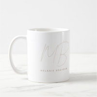 Simple Taupe Minimalist Two Monogram Name