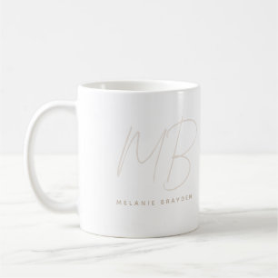 Simple Taupe Minimalist Two Monogram Name Coffee Mug