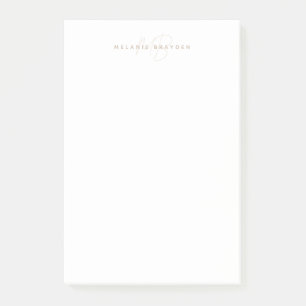 Simple Taupe Minimalist Two Monogram Name Post-it Notes