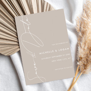 Simple Taupe Modern Handwritten Script Save The Date