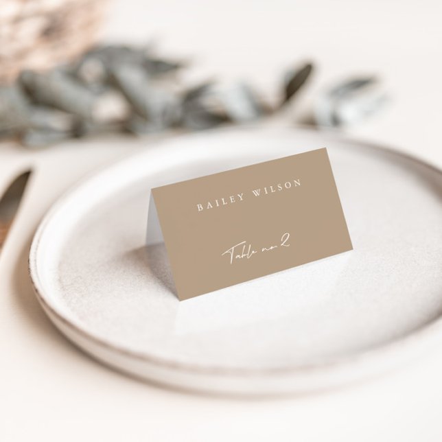 Simple Taupe Moderne Mariage Carte Place (Créateur téléchargé)