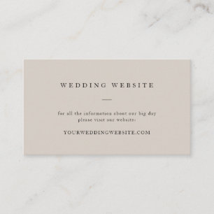 Simple Taupe Neutral Elegant Wedding Website Enclosure Card
