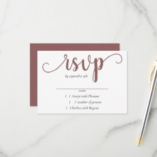 Simple Taupe Script Desert Rose Flourish Event RSVP Card