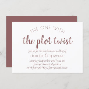 Simple Taupe Script   One with Wedding Plot Twist Invitation