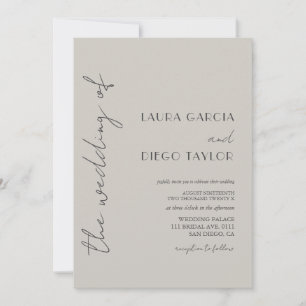Simple Taupe Wedding Invitation