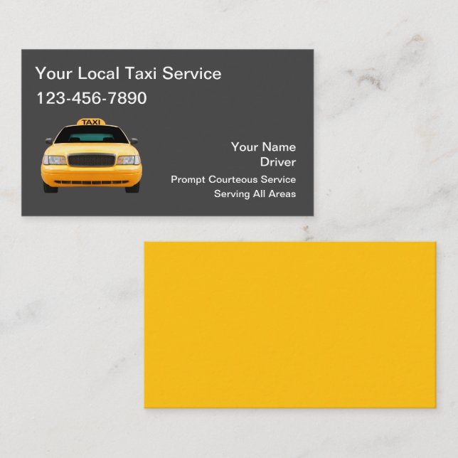 Simple Taxi Business Cards Design (Front/Back)
