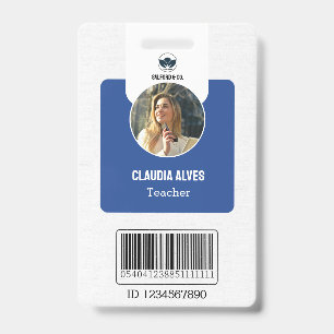 Simple Teacher ID Card   Blue Collage School ID  Badge