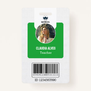 Simple Teacher ID Card   Green Collage School ID  Badge