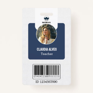 Simple Teacher ID Card   Navy Collage School ID  Badge