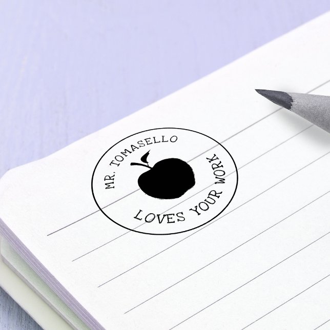 Simple Teacher Loves Your Work Apple Self-inking Stamp (Simple Teacher Loves Your Work Apple Self-inking Stamp)