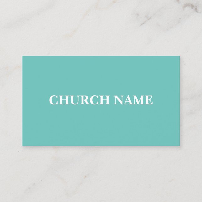 Simple Teal and White Church Business Cards (Front)