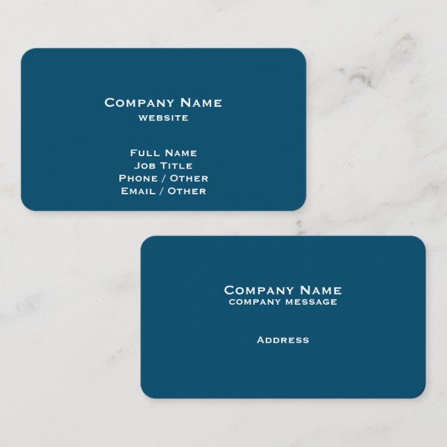 Simple Teal Blue Business Card (Front/Back)